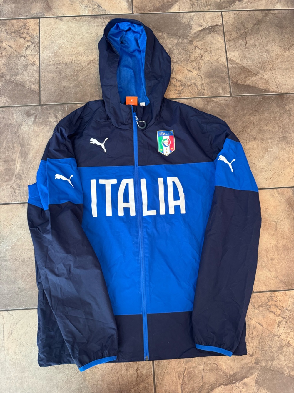 Puma Italia Blue & Navy Hooded Windbreaker Jacket